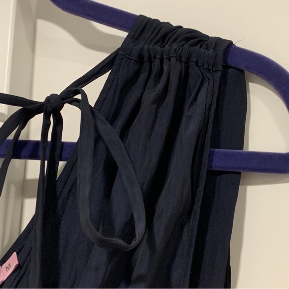 Calypso St. Barth | Boho Tassel Maxi Dress Trila Dark Navy Matte Satin | Sz M - Picture 6 of 12